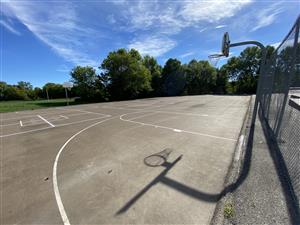 A view of the basketball courts on a sunny day